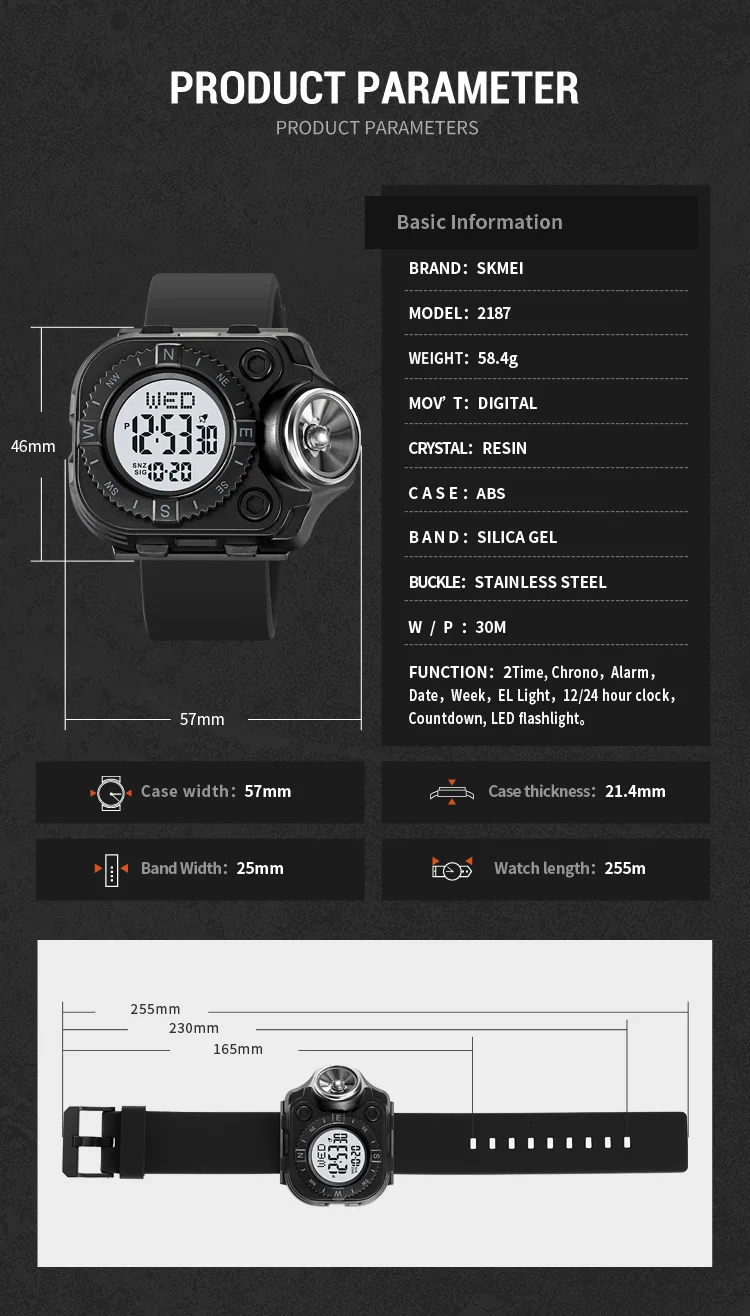 SKMEI Creative LED Flashlight Countdown Sport Watches Men Back Light Display Digital Wristwatch Waterproof Alarm Stopwatch Clock SKMEI Creative LED Flashlight Countdown Sport Watches Men Back Light Display Digital Wristwatch Waterproof Alarm Stopwatch Clock