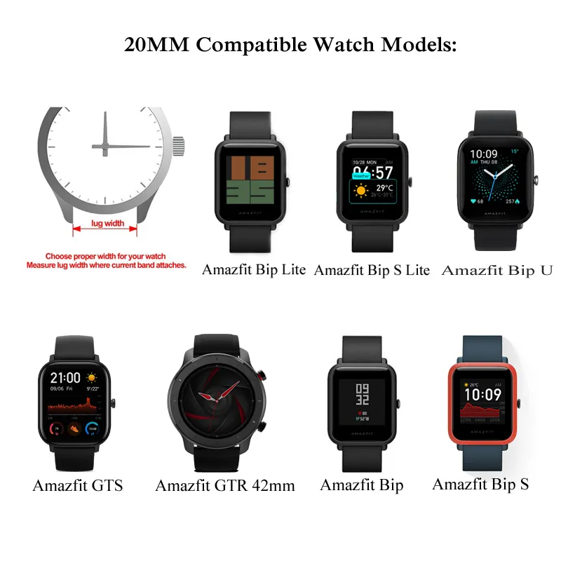 20mm/22mm Nylon Loop watch band For Amazfit GTS/2/2e/3/GTS2 Mini/GTR 3 pro/47mm/GTR2/2e/stratos 2/3 Bracelet Amazfit bip-u strap