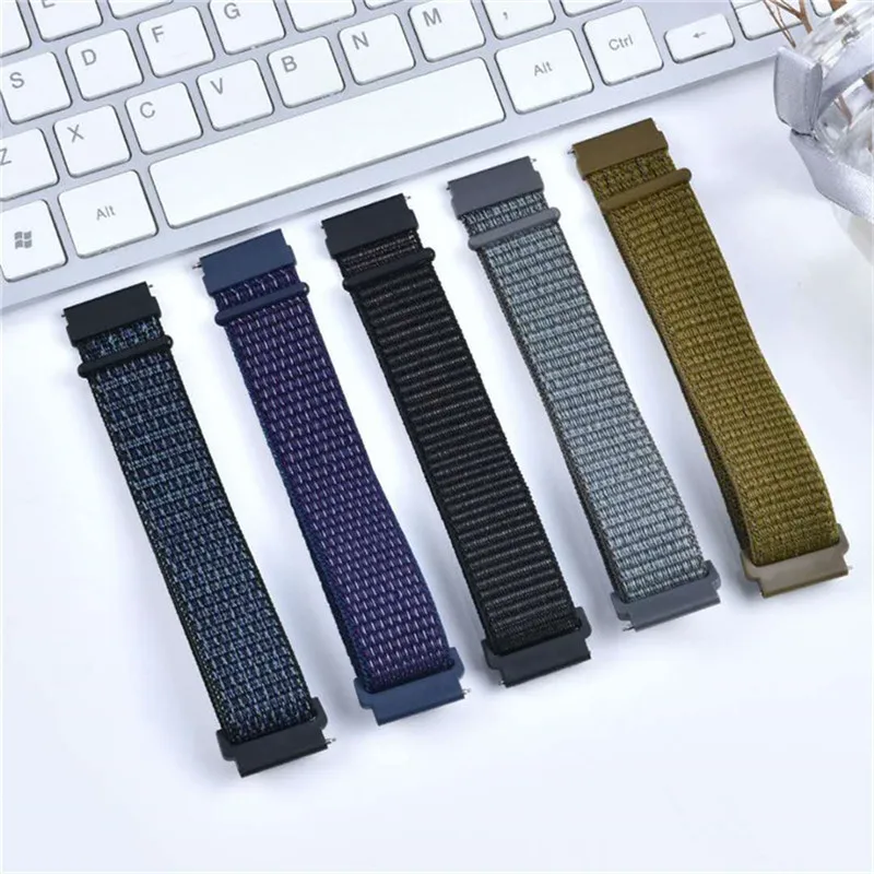 20mm/22mm Nylon Loop watch band For Amazfit GTS/2/2e/3/GTS2 Mini/GTR 3 pro/47mm/GTR2/2e/stratos 2/3 Bracelet Amazfit bip-u strap