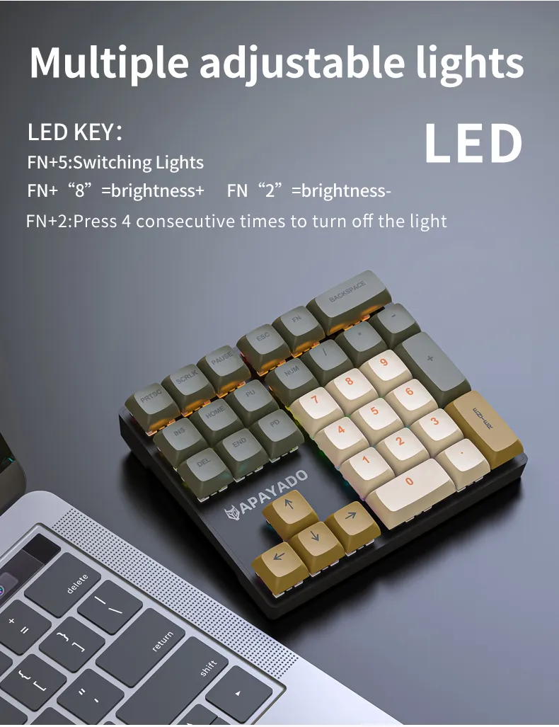Wired Mechanical 33-Key Numeric Keypad with Multi-Color Lights Shaft Suitable for Finance, Business Keypad Laptop Keyboard