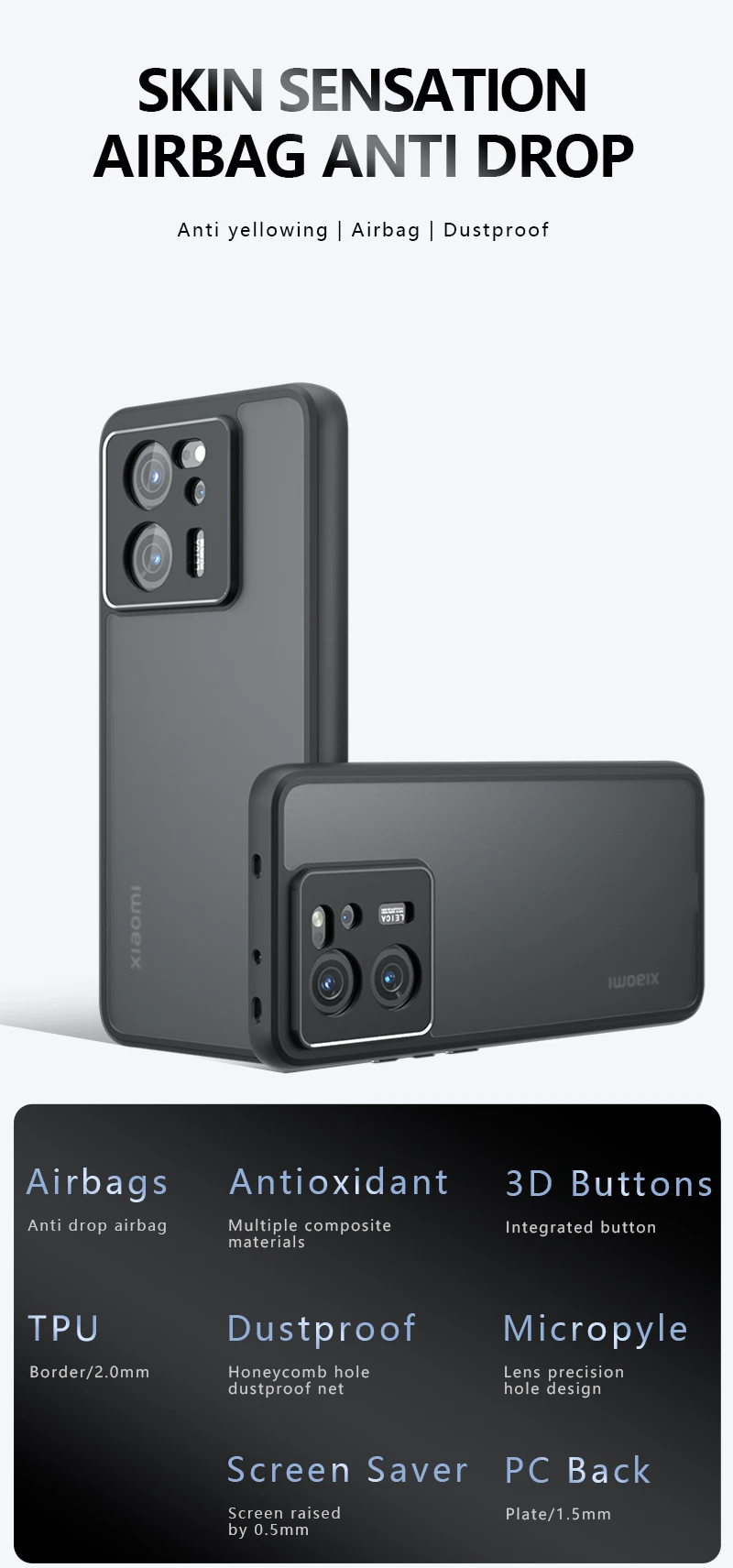 Protective Case for Xiaomi 13T Pro Shockproof Shell for Xiaomi 13T 5G Soft TPU Anti Drop Full Back Cover Case