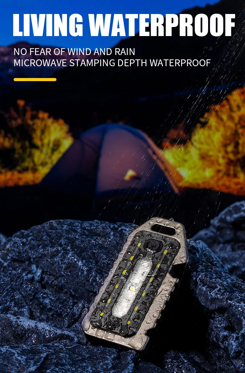 Keychain Flashlights Mini Led Light Selfdefense Whistle Multifunctional Portable Rechargeable 10W Built In Battery For Outdoor