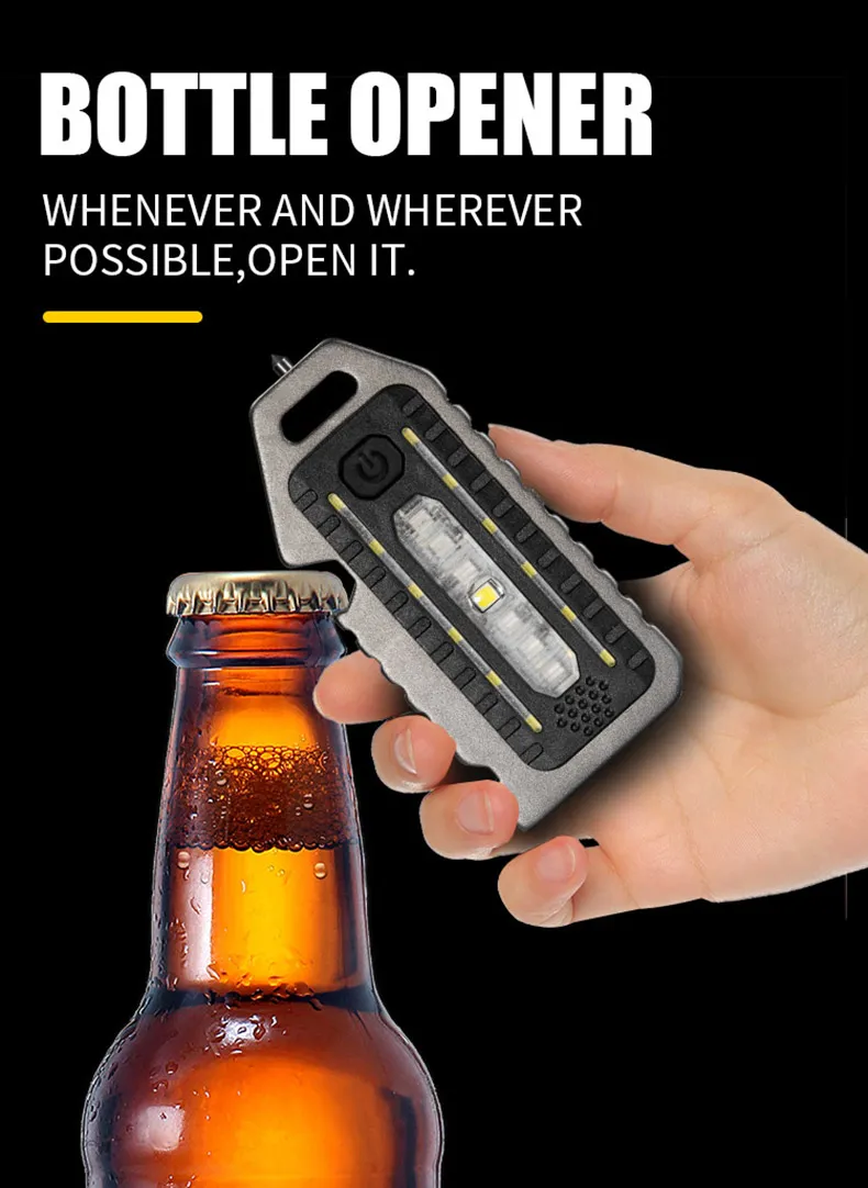 Keychain Flashlights Mini Led Light Selfdefense Whistle Multifunctional Portable Rechargeable 10W Built In Battery For Outdoor