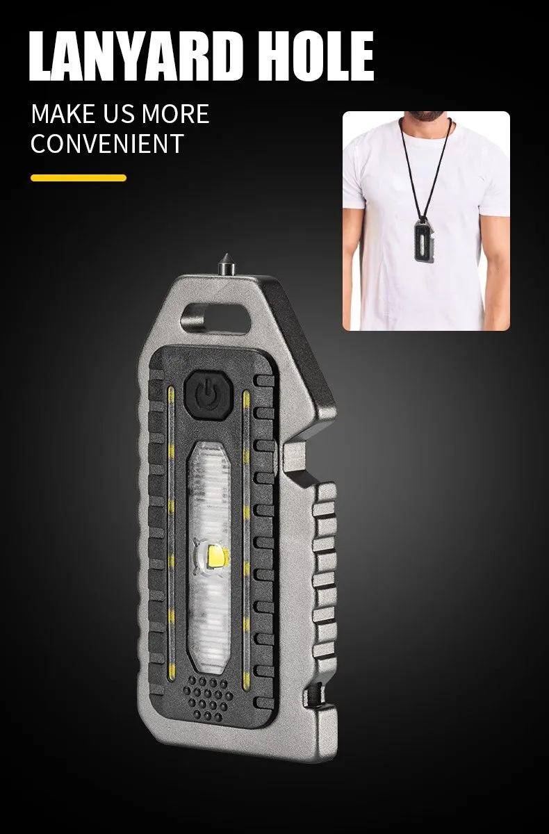 Keychain Flashlights Mini Led Light Selfdefense Whistle Multifunctional Portable Rechargeable 10W Built In Battery For Outdoor