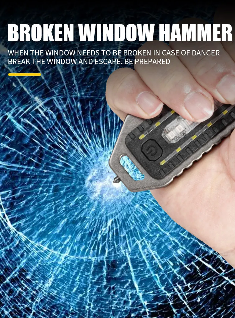 Keychain Flashlights Mini Led Light Selfdefense Whistle Multifunctional Portable Rechargeable 10W Built In Battery For Outdoor