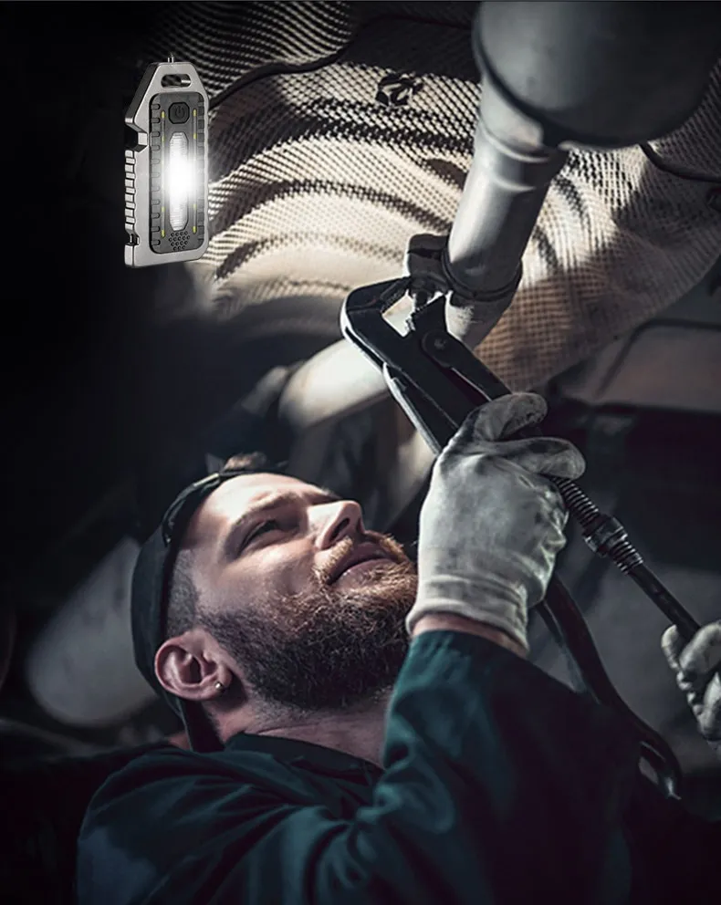 Keychain Flashlights Mini Led Light Selfdefense Whistle Multifunctional Portable Rechargeable 10W Built In Battery For Outdoor