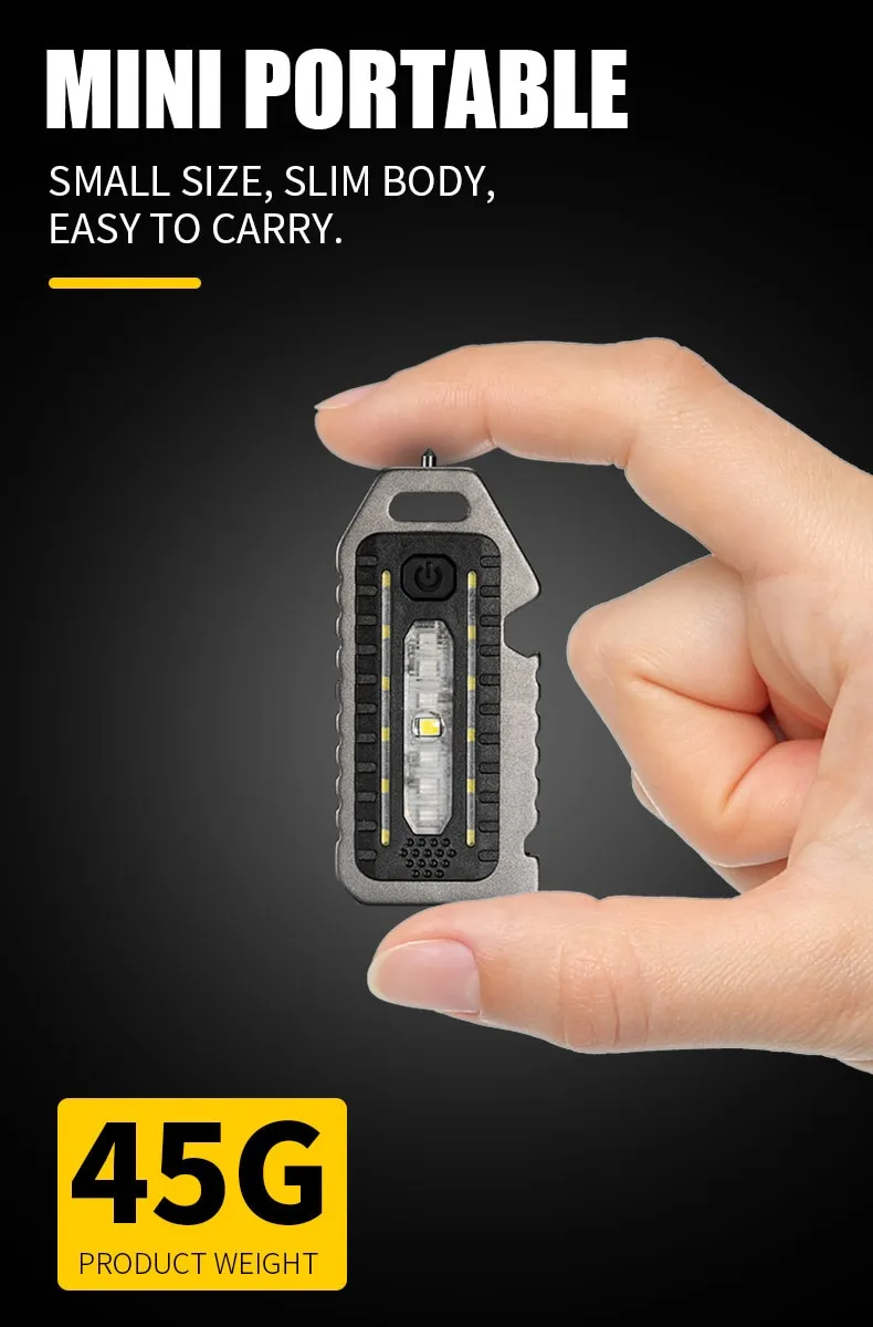 Keychain Flashlights Mini Led Light Selfdefense Whistle Multifunctional Portable Rechargeable 10W Built In Battery For Outdoor